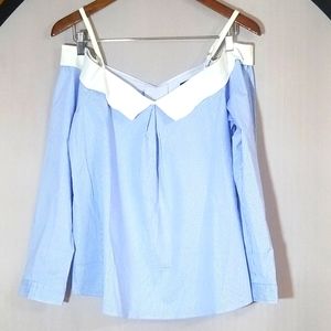 Shinestar long sleeve striped off shoulder top